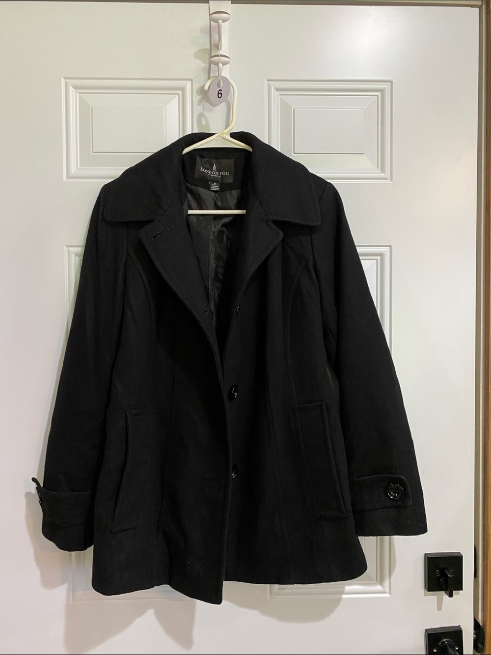 London Fog Black Men's Classic Wool-Blend Peacoat